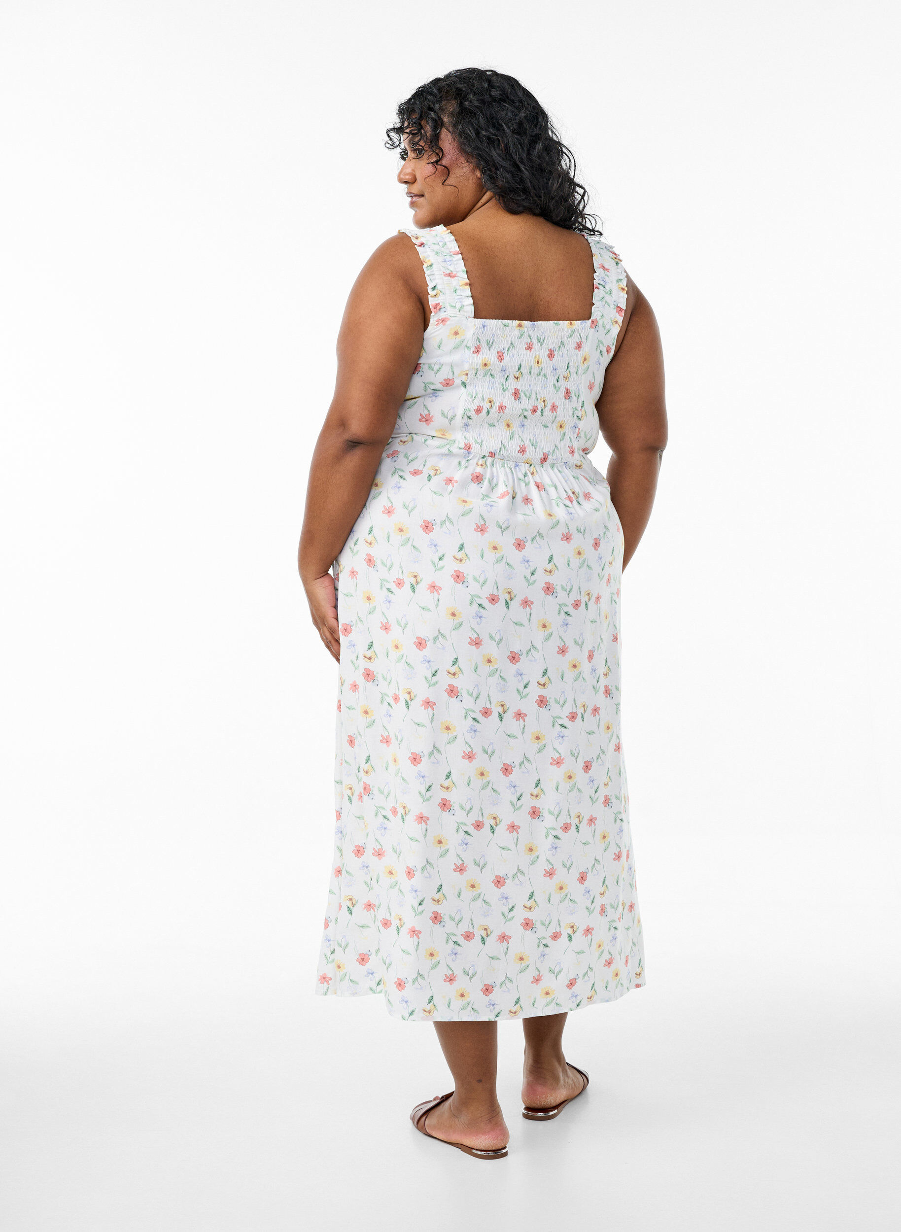 ZizziSommerkleid mit breiten Tr&auml;gern, Wei&szlig;, Model image number 1