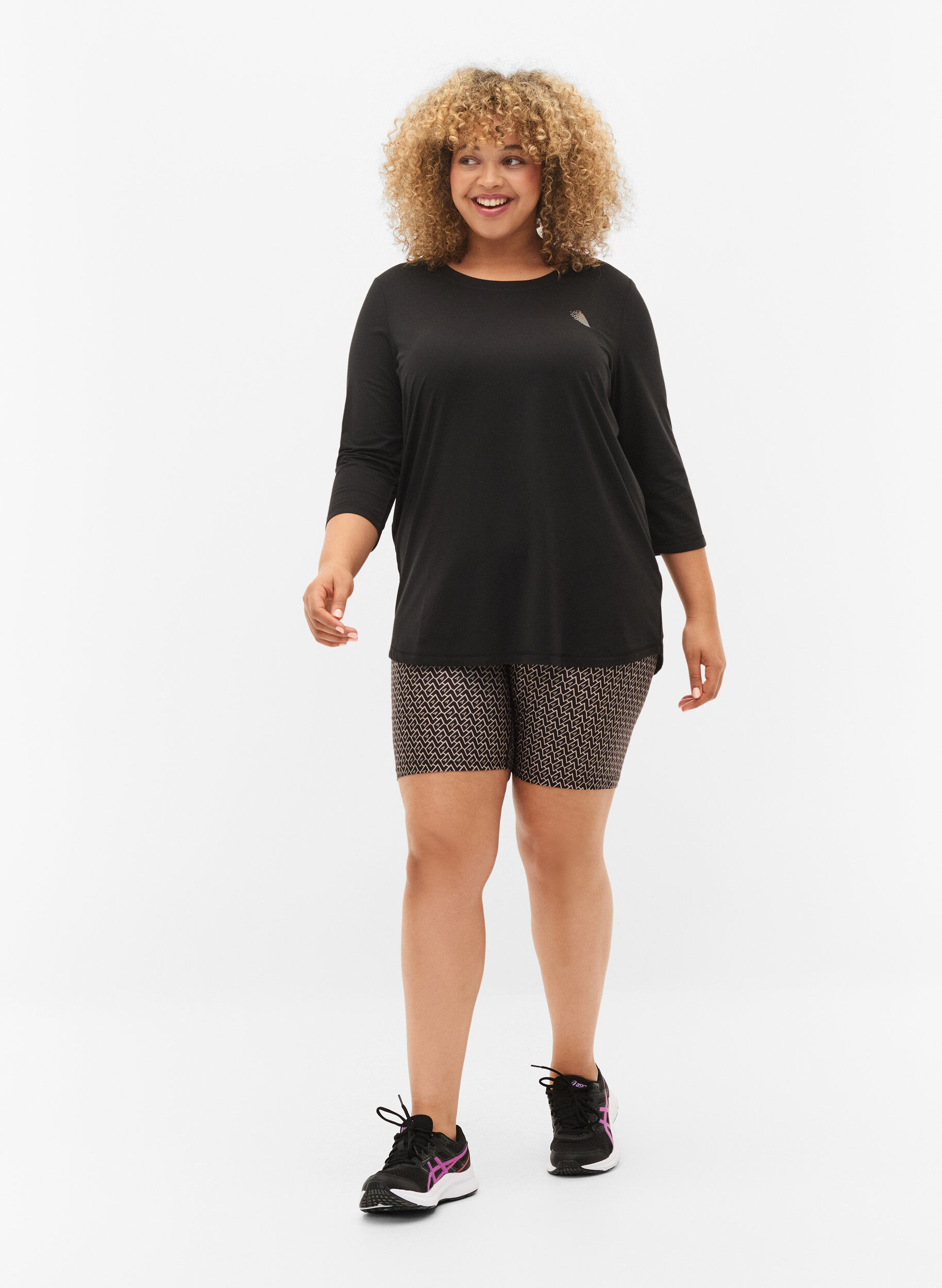 Zizzi Trainingstop mit 3/4 &Auml;rmeln, Schwarz, Model image number 1