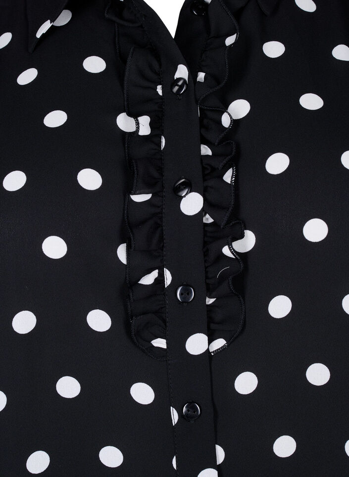 Chemise à pois à jabots, Black W. White Dot, Packshot image number 2