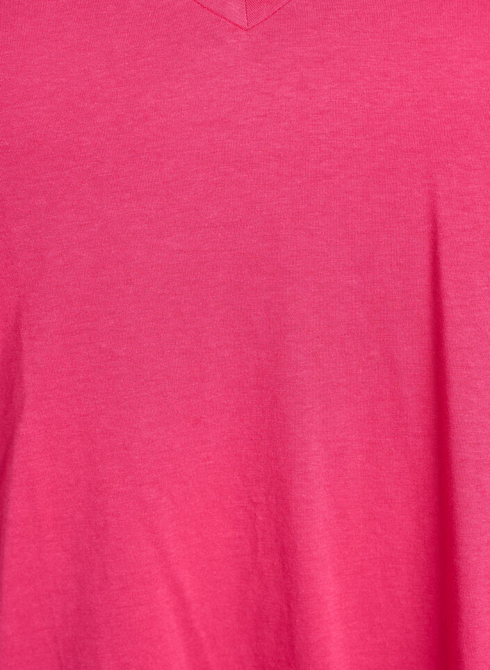 T-shirt &agrave; manches courtes avec col V, Rose, Packshot image number 2