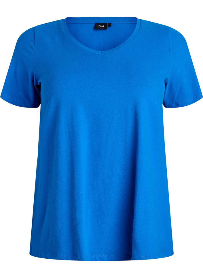 T-shirt en coton uni basique, Bleu, Packshot image number 0