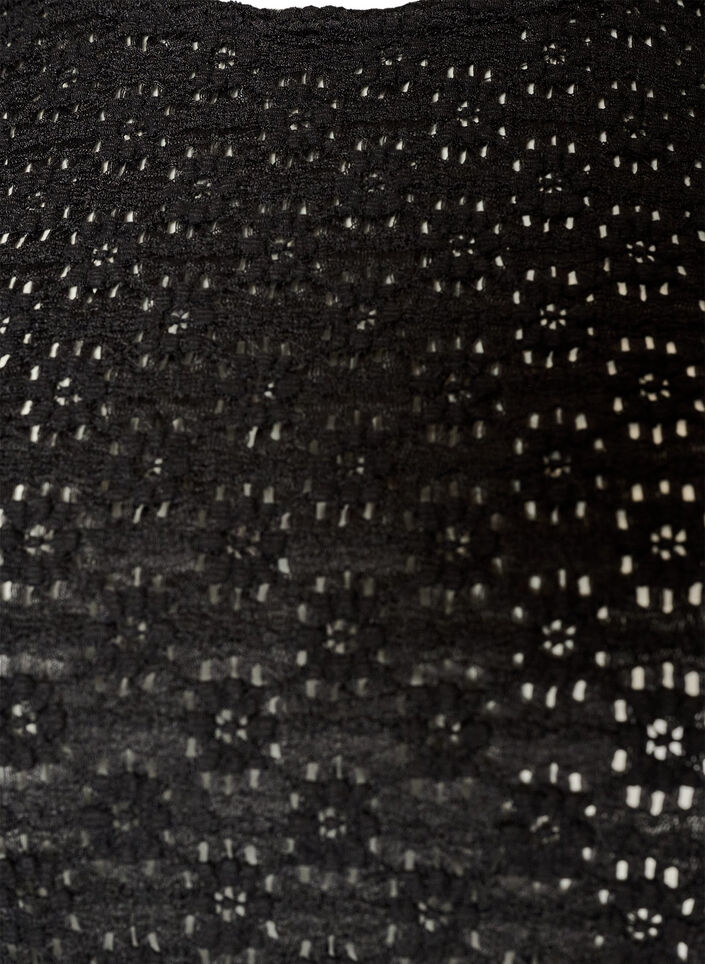 Bluse mit Lochmuster und langen &Auml;rmeln, Schwarz, Packshot image number 2