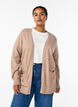 Lange offene Strickjacke mit Taschen, Beige, Model image number 0