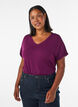 Basic T-Shirt aus Viskose mit V-Ausschnitt, Lila, Model image number 0