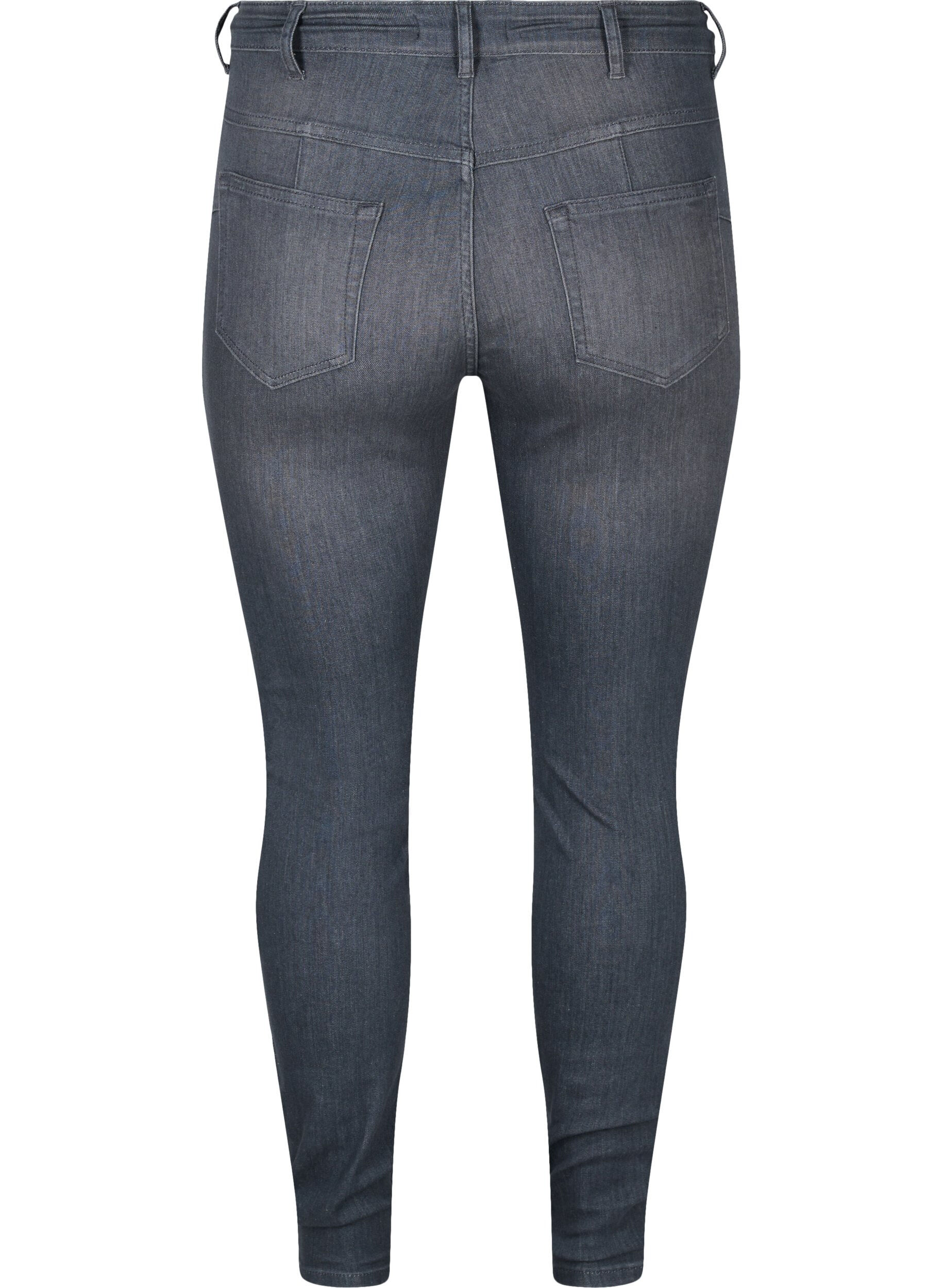 Zizzi Amy Jeans mit hoher Taille und Push Up, Grey Denim, Packshot image number 1