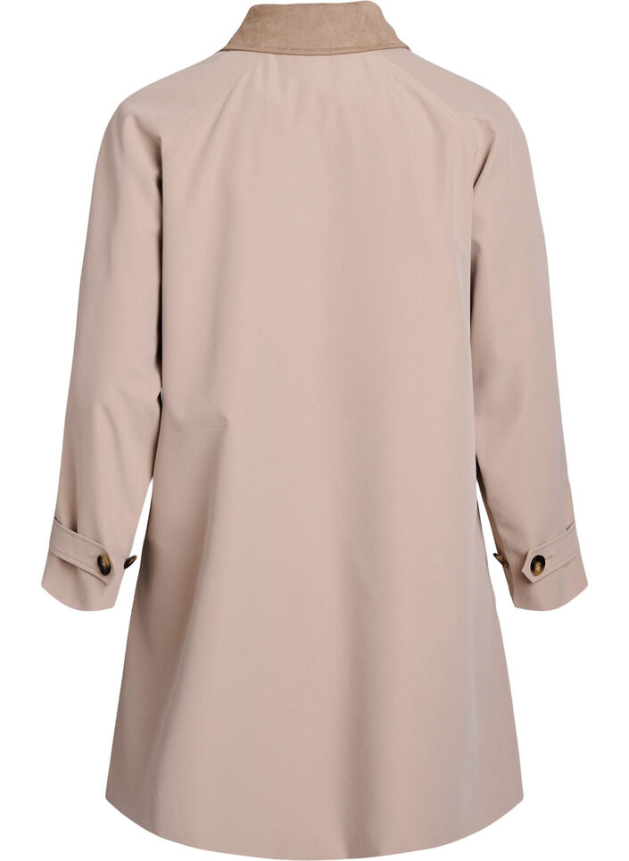 Veste de printemps avec col en su&eacute;dine et fermeture &agrave; boutons cach&eacute;s, Beige, Packshot image number 1