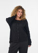 Strickjacke aus Bio-Baumwolle mit Lochstickerei, Schwarz, Model image number 0