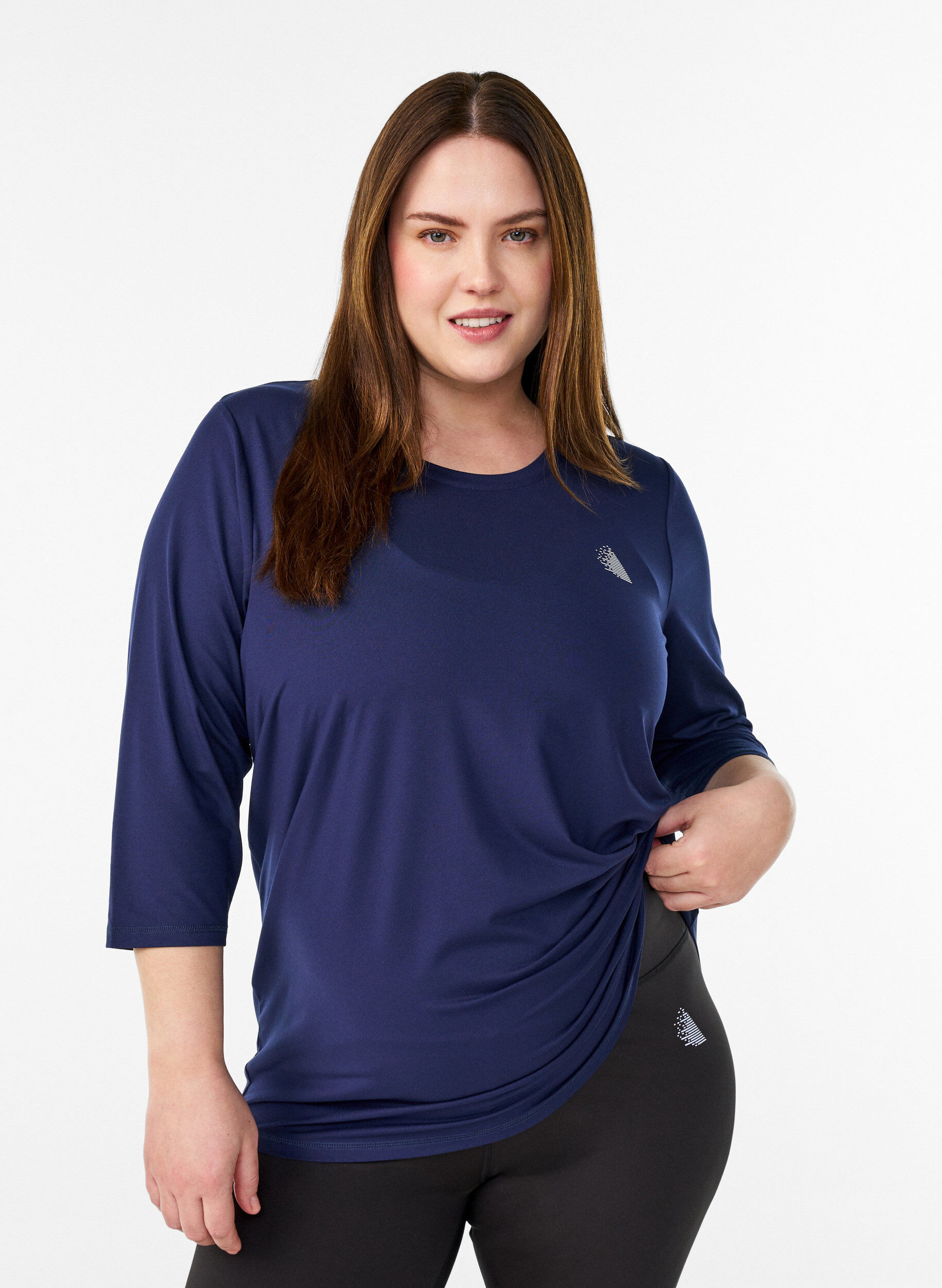 Zizzi Haut de sport avec manches 3/4, Bleu, Model image number 0