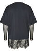 Bluse mit Mesh-&Auml;rmeln und Spitzenbesatz, Schwarz, Packshot image number 1