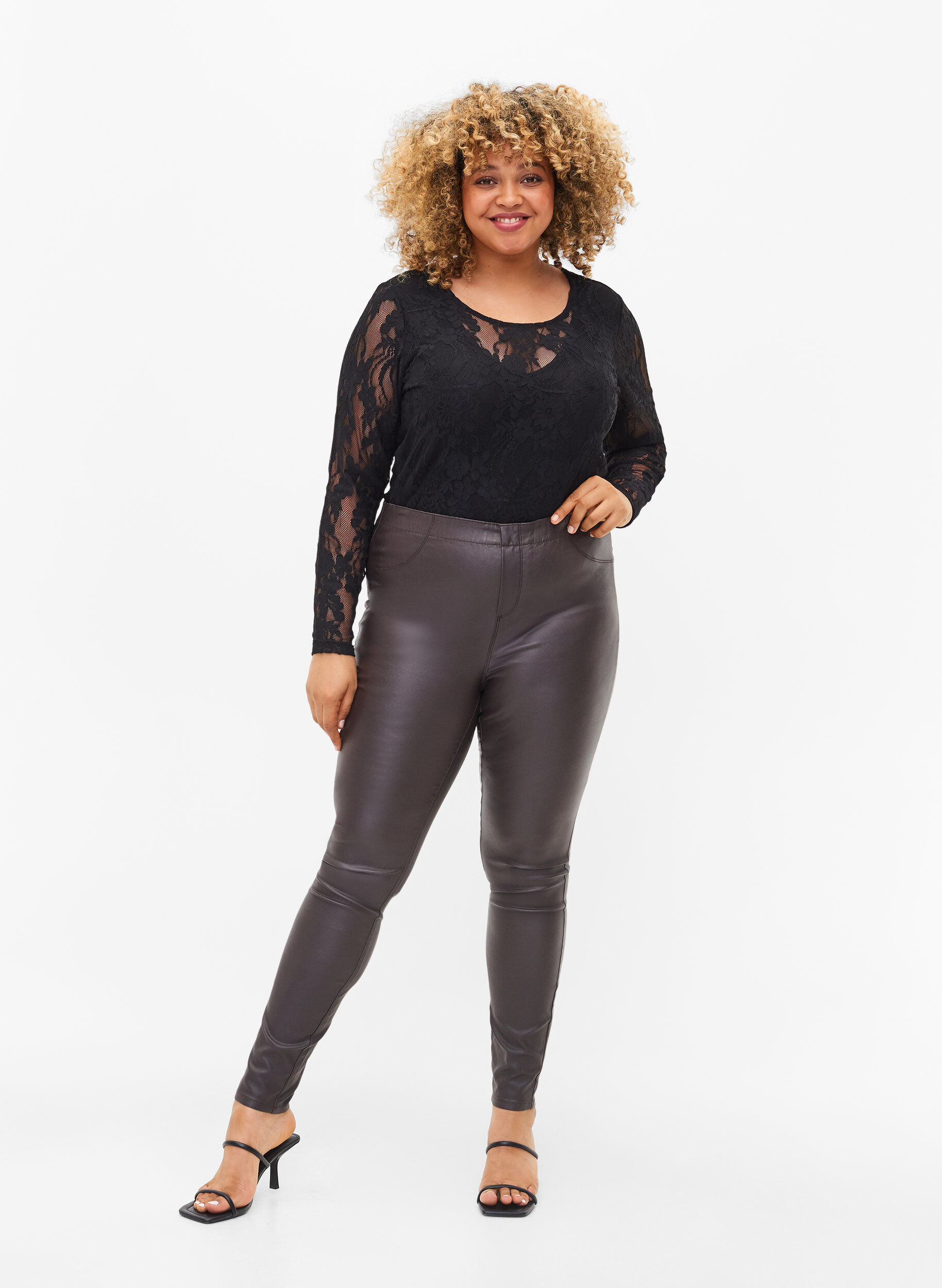 Zizzi Beschichtete Leggings aus Viskosemix, After Dark, Model image number 0