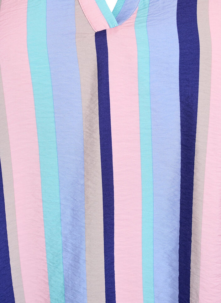 Gestreifte Viskose-Bluse mit kurzen Ärmeln, Blau, Packshot image number 2