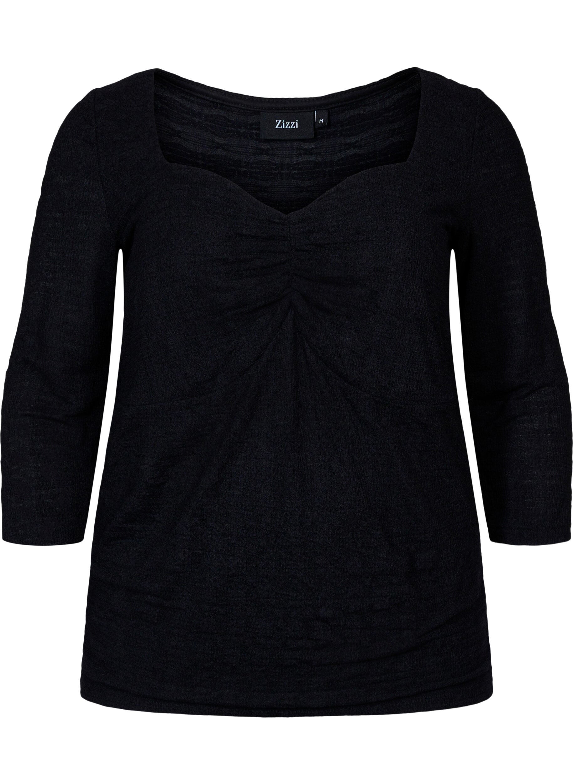Zizzi Enge Bluse mit R&uuml;schendetail, Black, Packshot image number 0