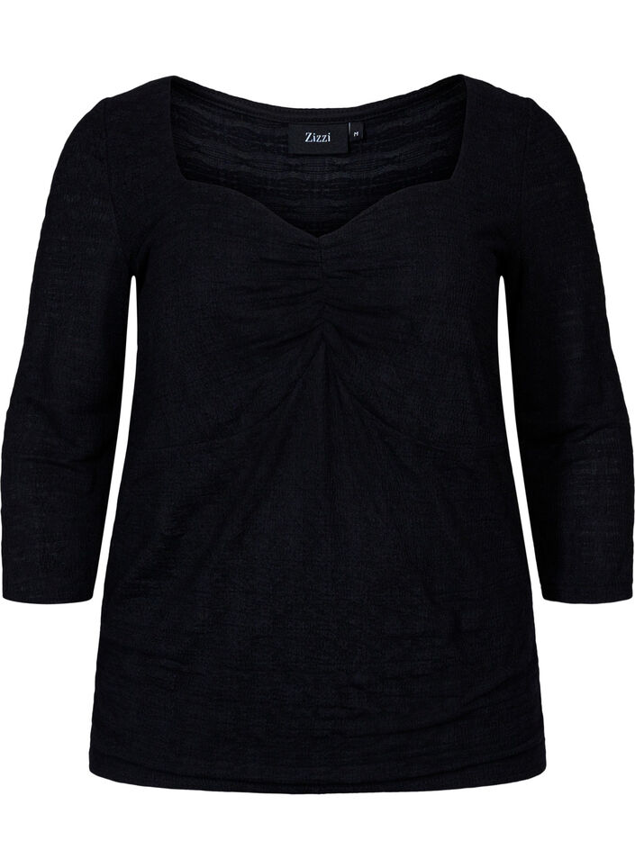 Enge Bluse mit Rüschendetail, Black, Packshot image number 0