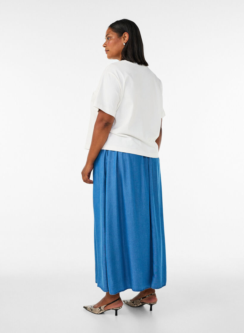 Jupe longue aspect denim en lyocell TENCEL&trade;, Bleu, Model image number 1