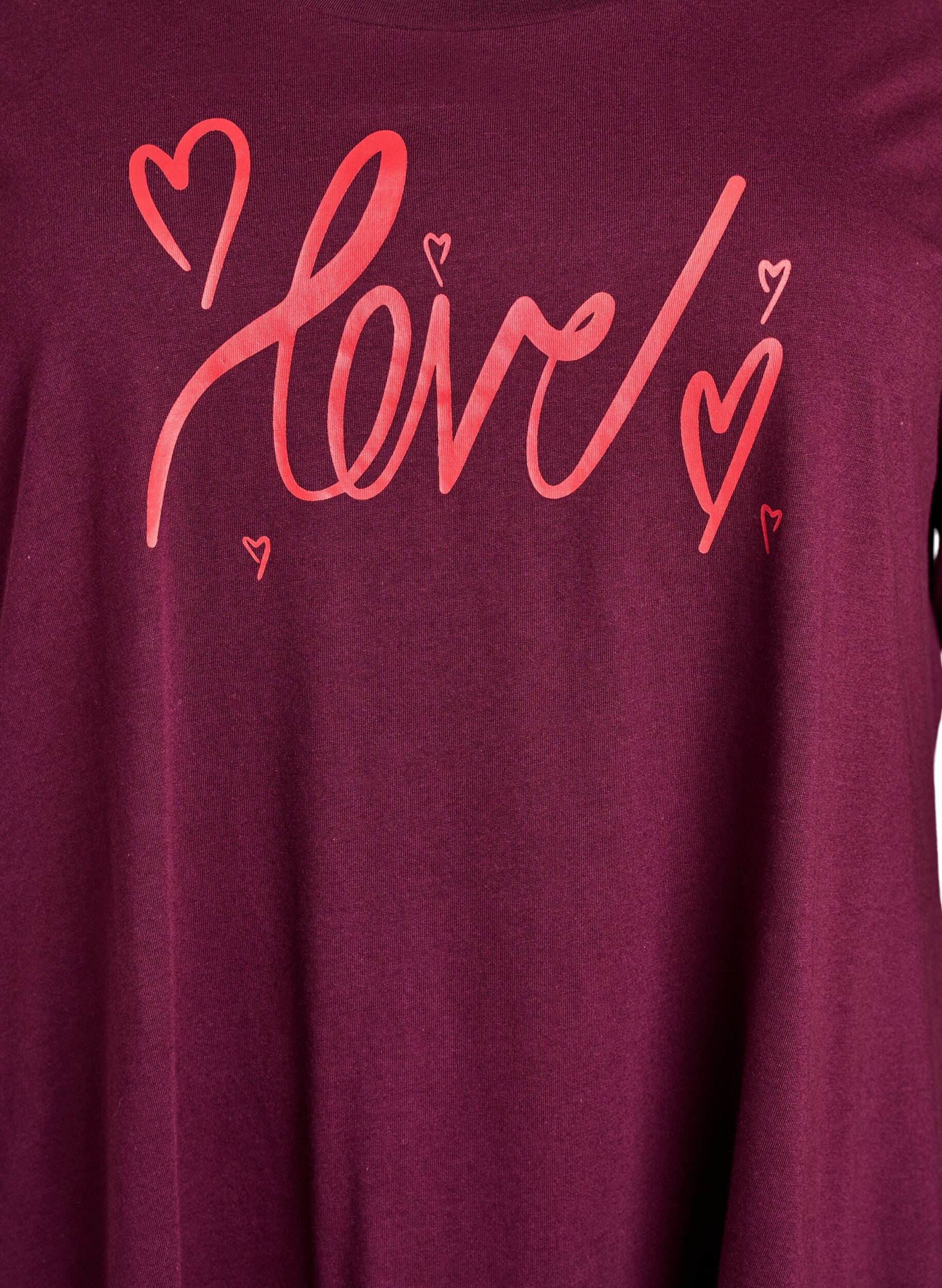 Zizzi Lang&auml;rmliges Nachthemd aus Bio-Baumwolle, Dunkles Bordeaux, Packshot image number 2