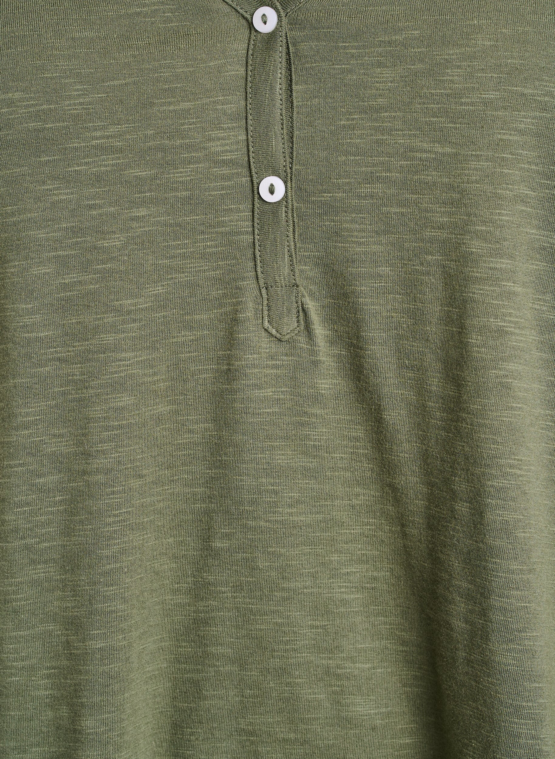 ZizziT-shirt &agrave; manches longues avec col V et boutons, Vert, Packshot image number 2