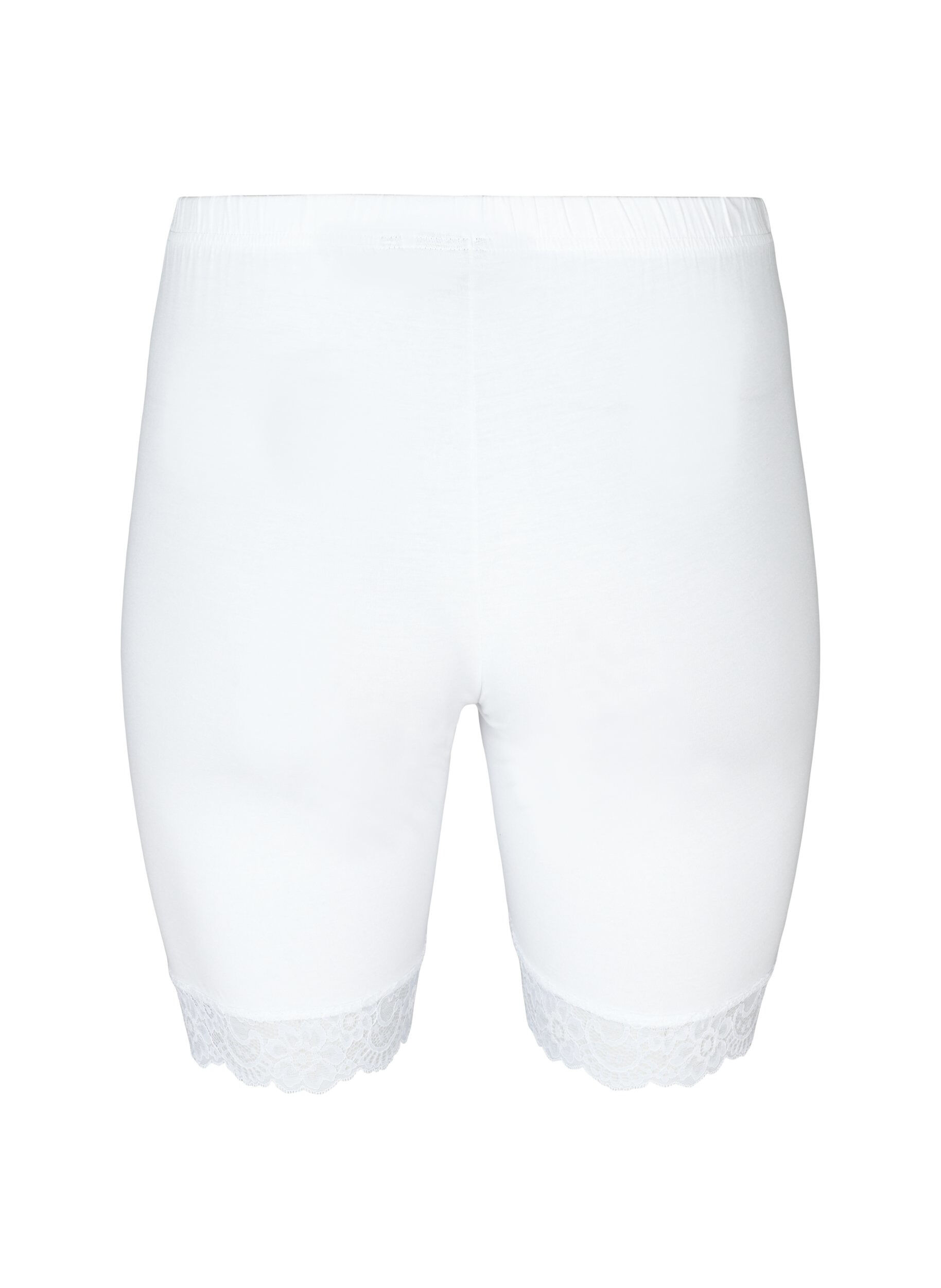 Zizzi Short de v&eacute;lo avec bordure en dentelle, Blanc, Packshot image number 1