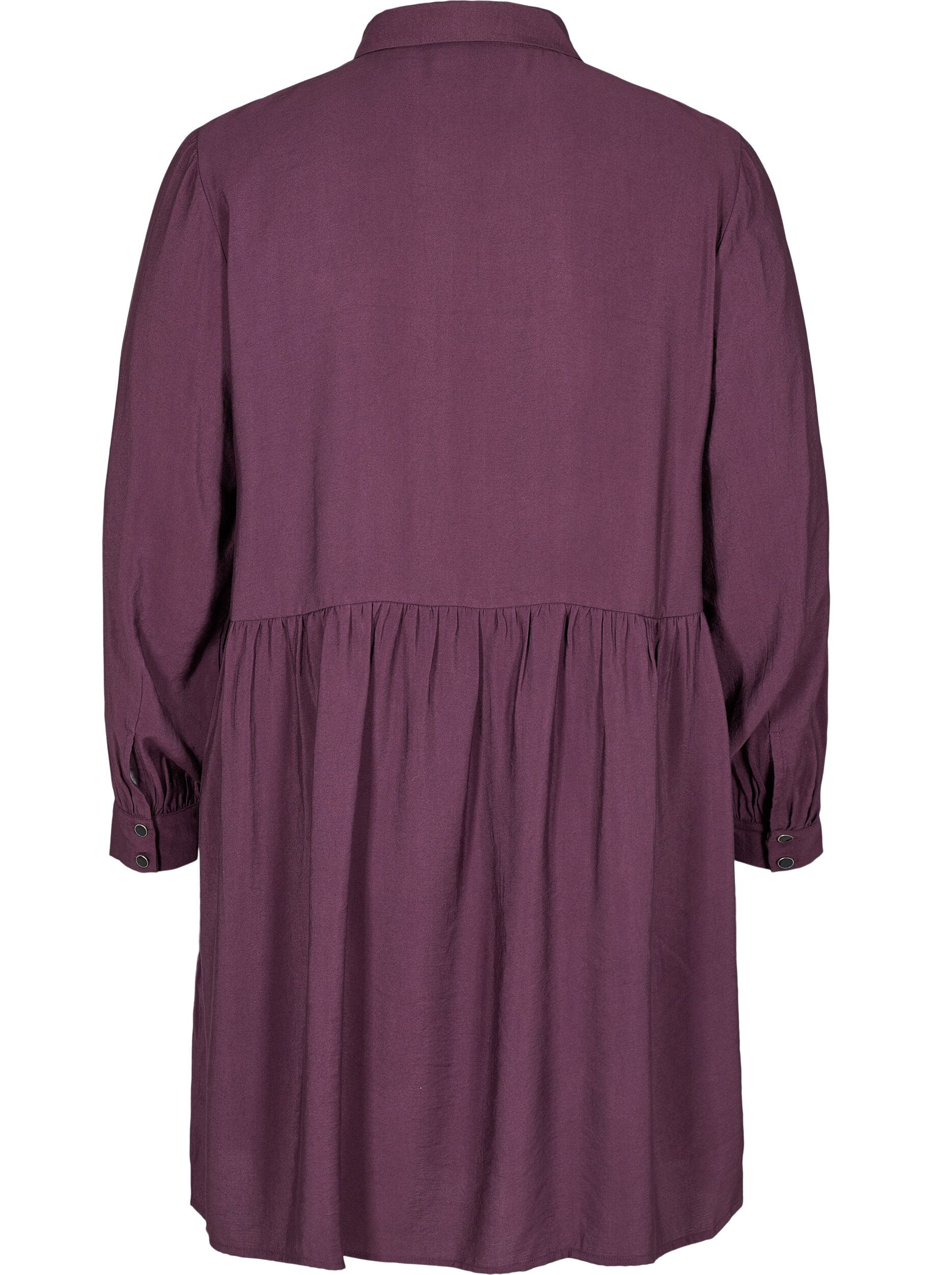 Zizzi Einfarbiges Hemdkleid mit A-Linie, Plum Perfect, Packshot image number 1