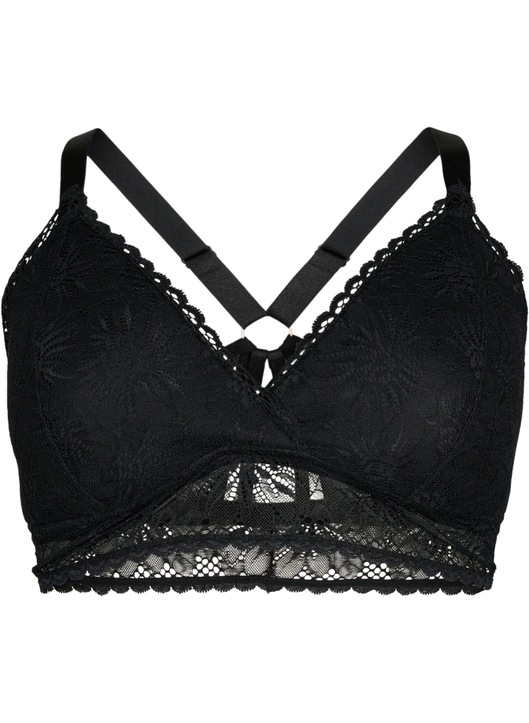 Zizzi Spitze Bralette mit R&uuml;ckendetail, Black, Packshot image number 0