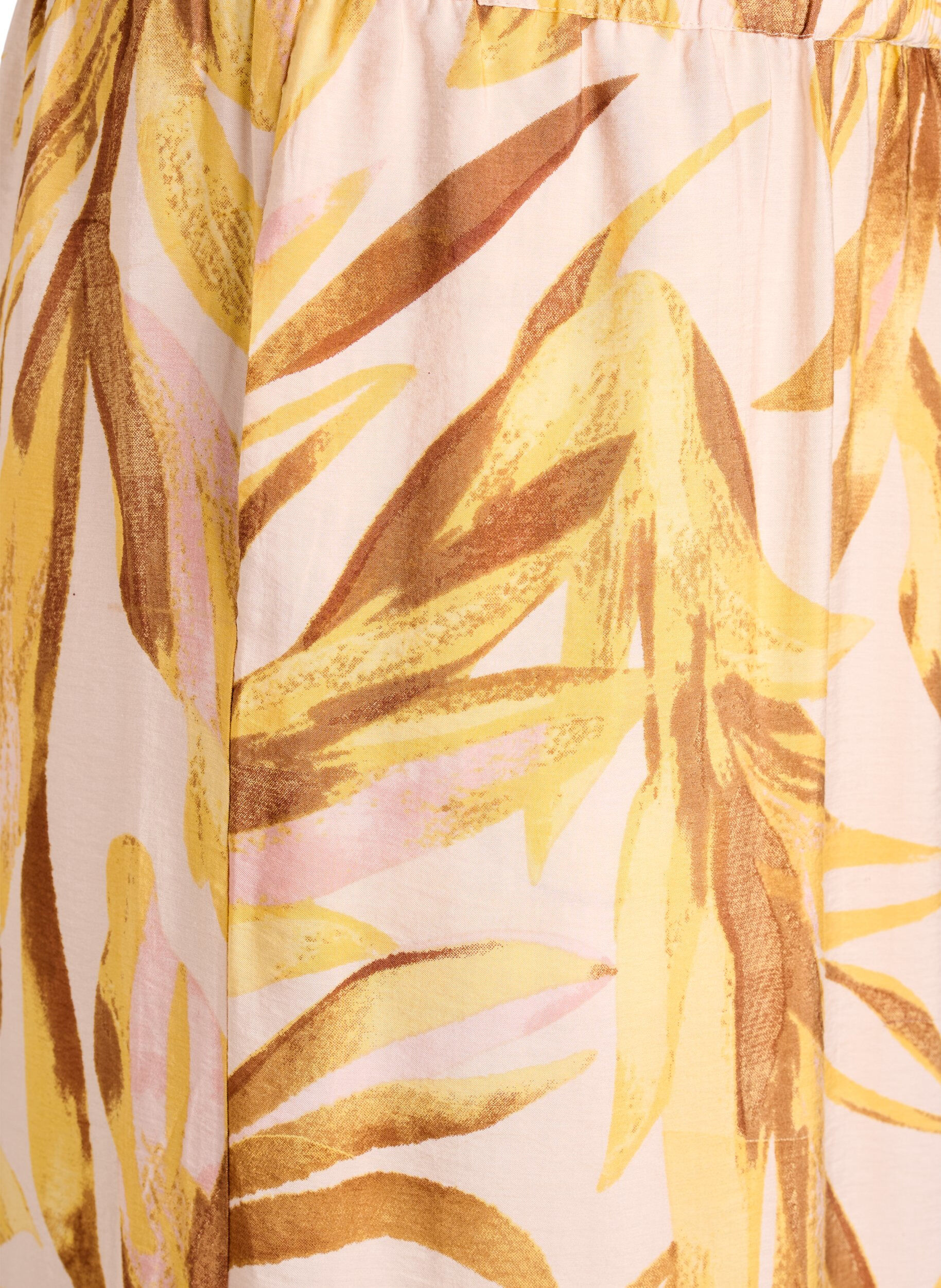 ZizziBlouse en viscose &agrave; imprim&eacute; feuillage avec volants, Jaune, Packshot image number 3