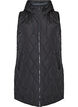 Gilet matelass&eacute; mi-long &agrave; capuche, Noir, Packshot image number 0