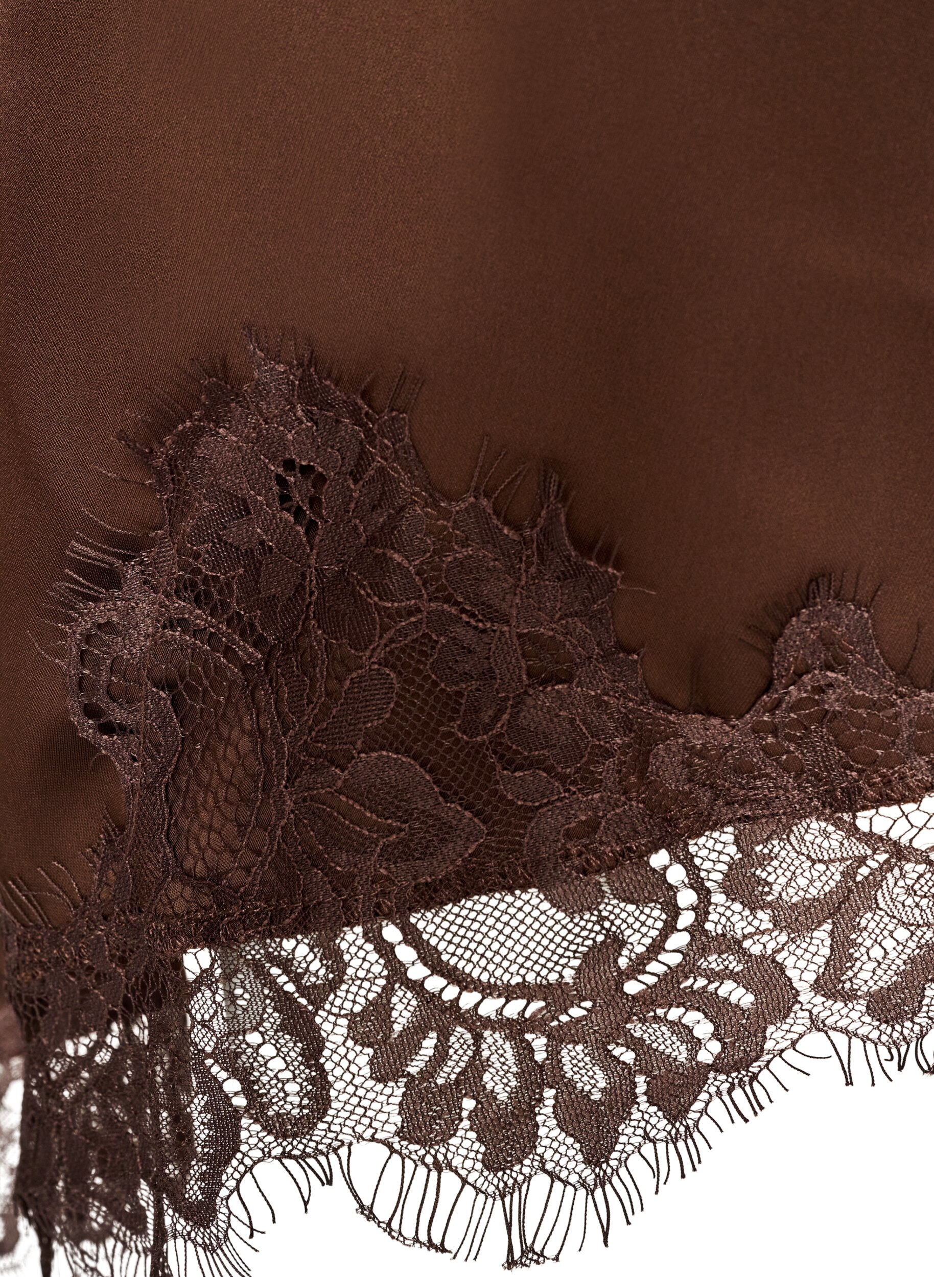ZizziRobe en satin avec dentelle et ourlet asym&eacute;trique, Marron, Packshot image number 4