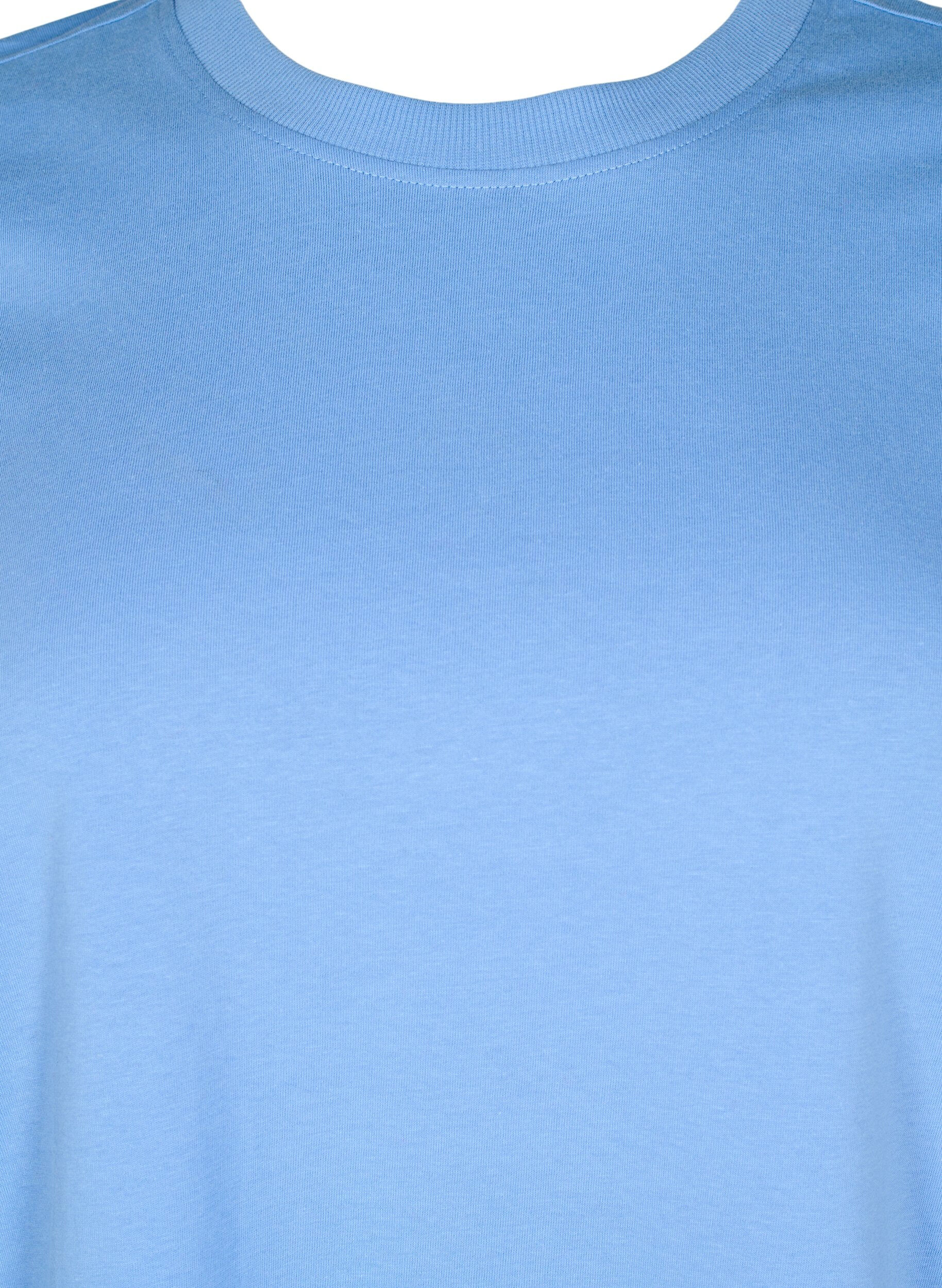 Zizzi Basic T-Shirt aus Baumwolle mit Rundhalsausschnitt, Blau, Packshot image number 2
