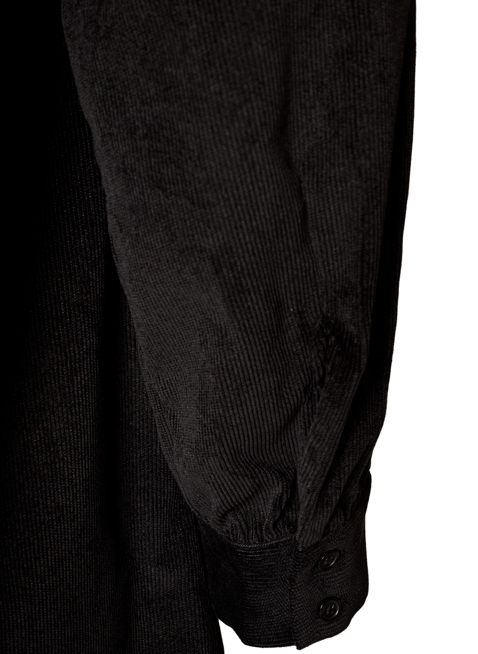 ZizziRobe chemise en velours c&ocirc;tel&eacute; avec col et fermeture boutonn&eacute;e, Noir, Packshot image number 3