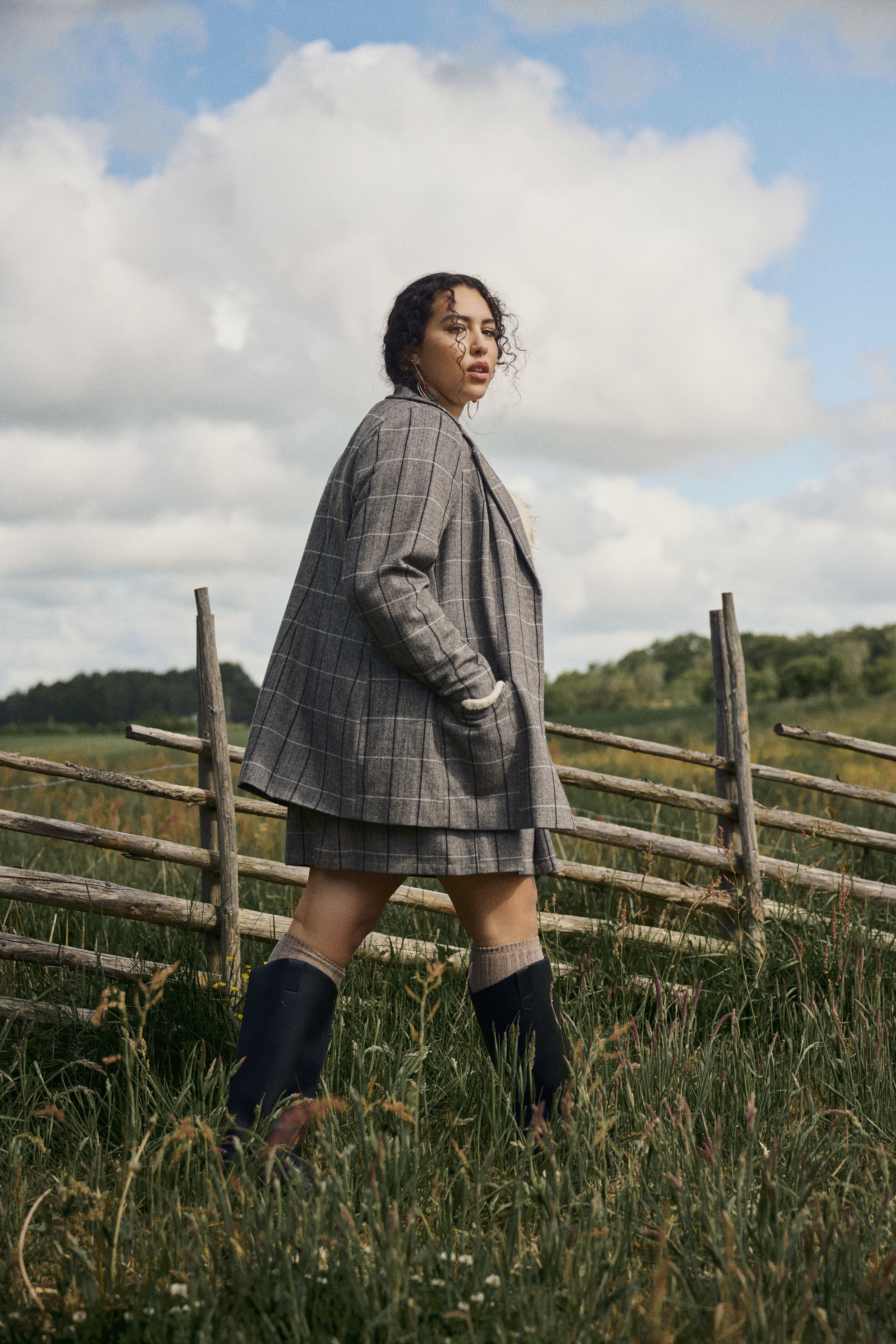 Zizzi Ensemble de carreaux gris, , Model