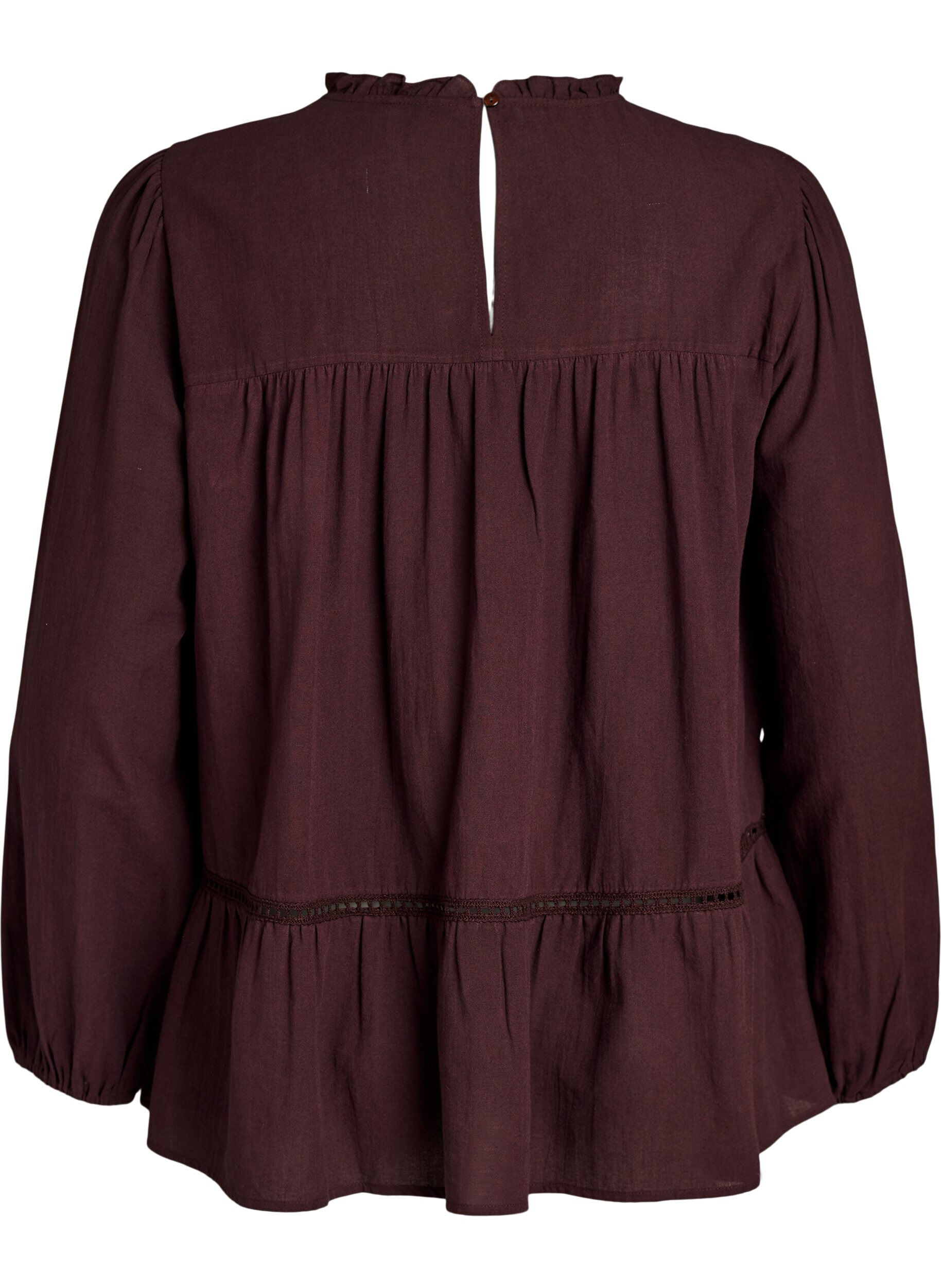 ZizziBluse mit Stickerei und Lochstickerei, Dunkles Bordeaux, Packshot image number 1