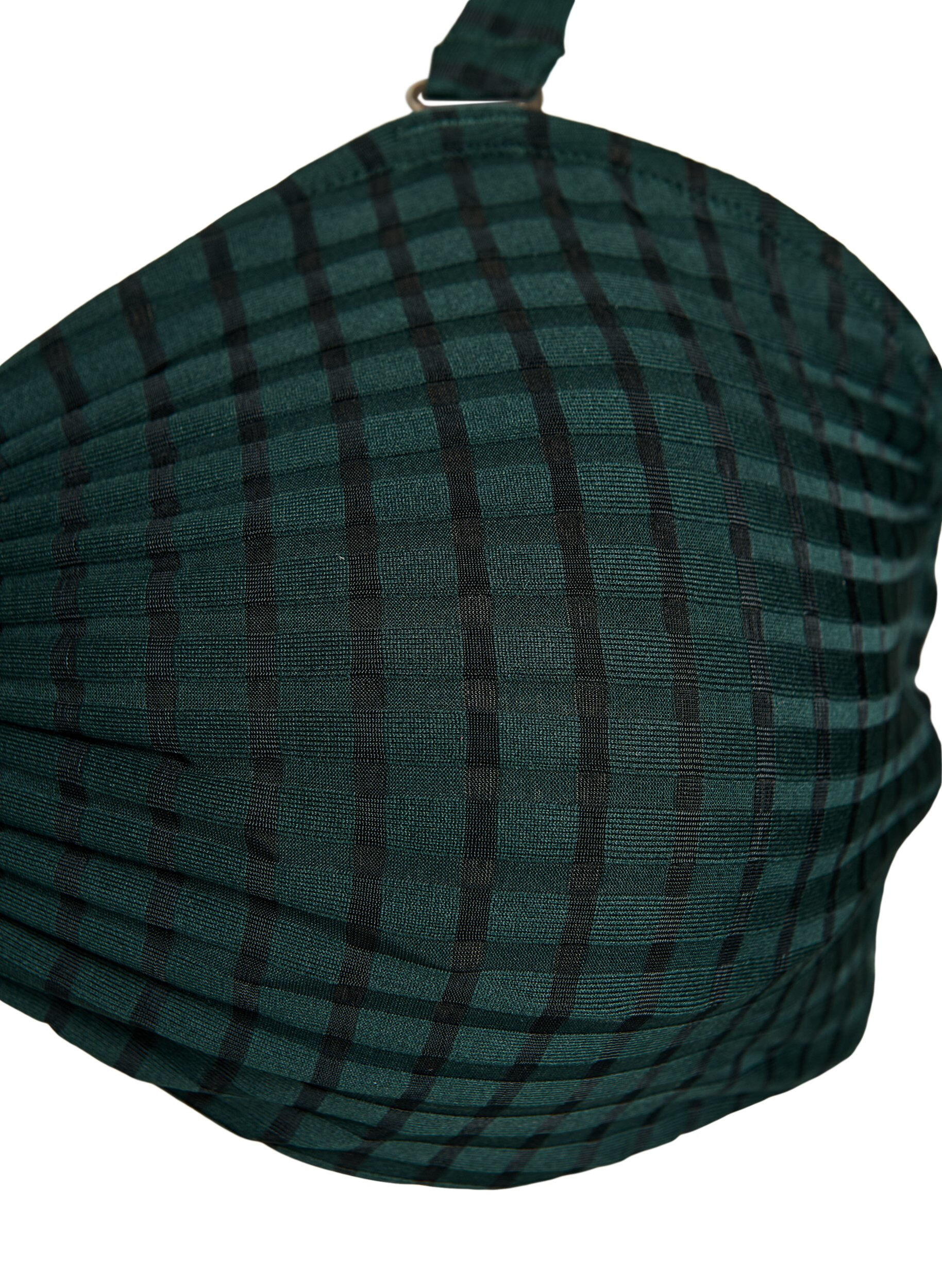 Zizzi Kariertes Bikinioberteil mit abnehmbaren Tr&auml;gern, Gr&uuml;n, Packshot image number 2