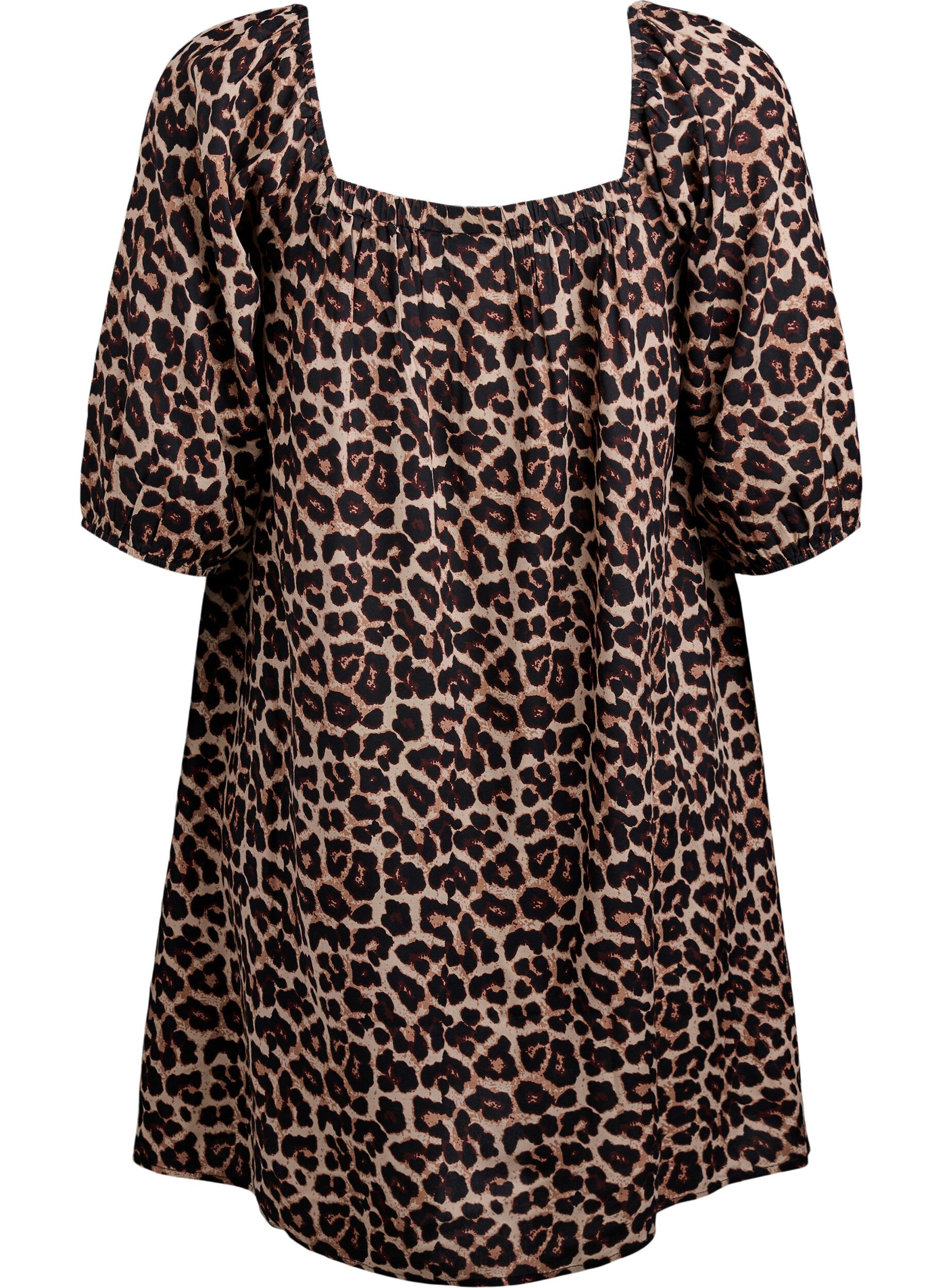 Zizzi Robe de plage en viscose avec imprim&eacute;, Beige, Packshot image number 1