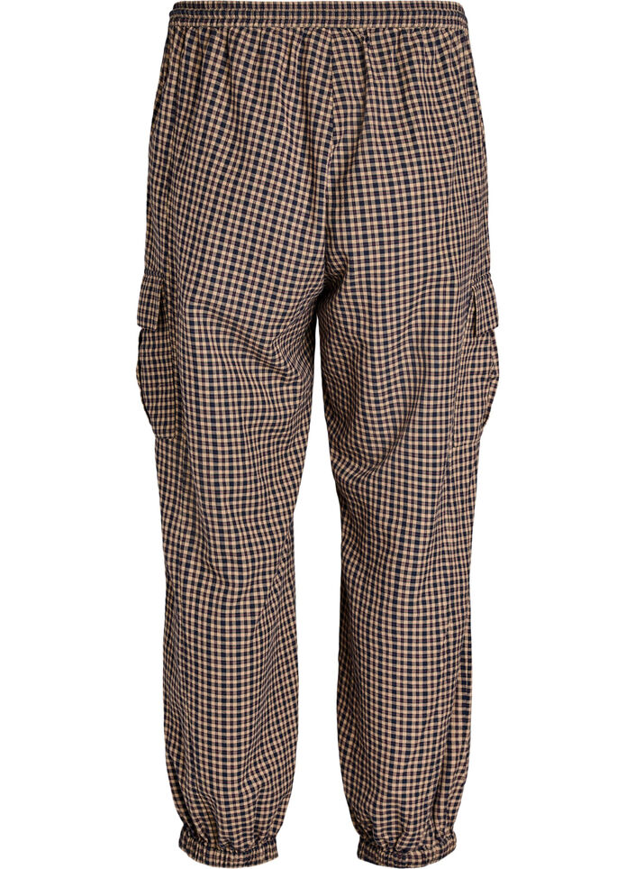 Karierte Cargohose aus Baumwolle, Braun, Packshot