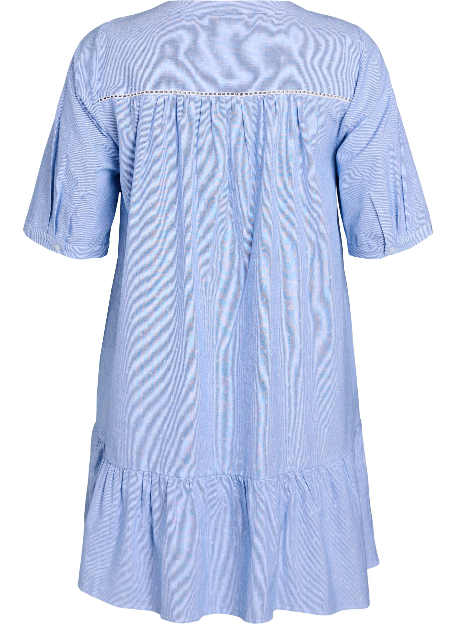 Zizzi Kurzes Kleid mit Spitzenb&auml;ndern und A-Linie, Blau, Packshot image number 1
