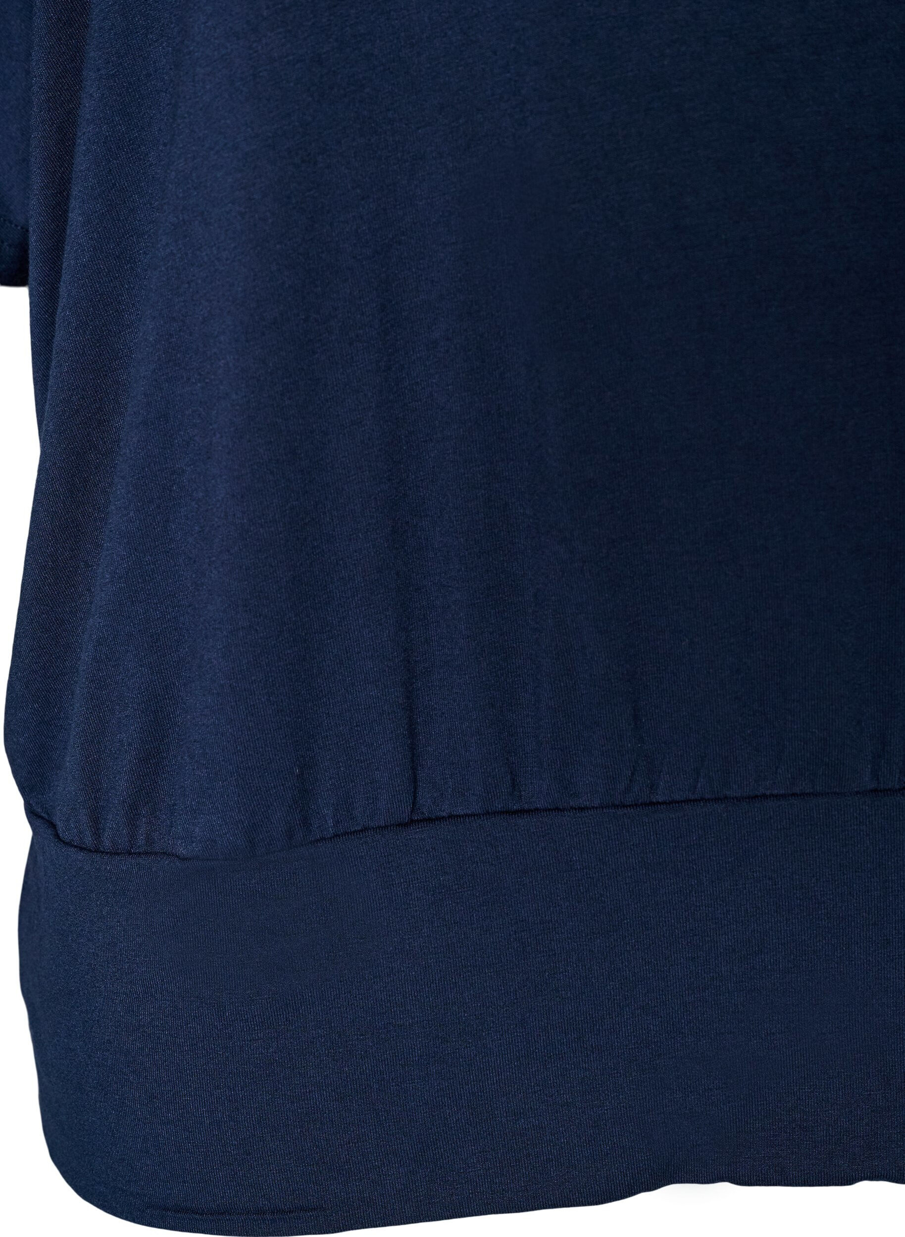 ZizziBlouse en jersey avec des manches ballon au coude, Bleu, Packshot image number 3