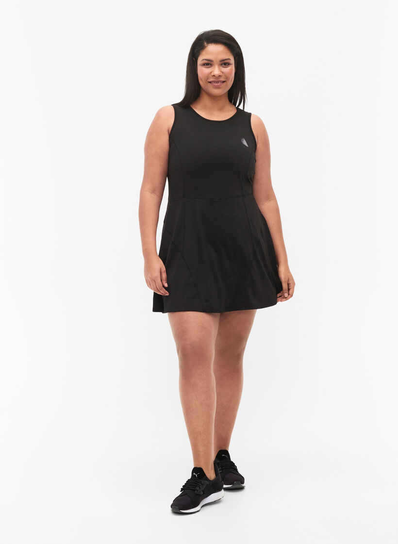 Robe de padel avec short intérieur, Black, Model image number 3