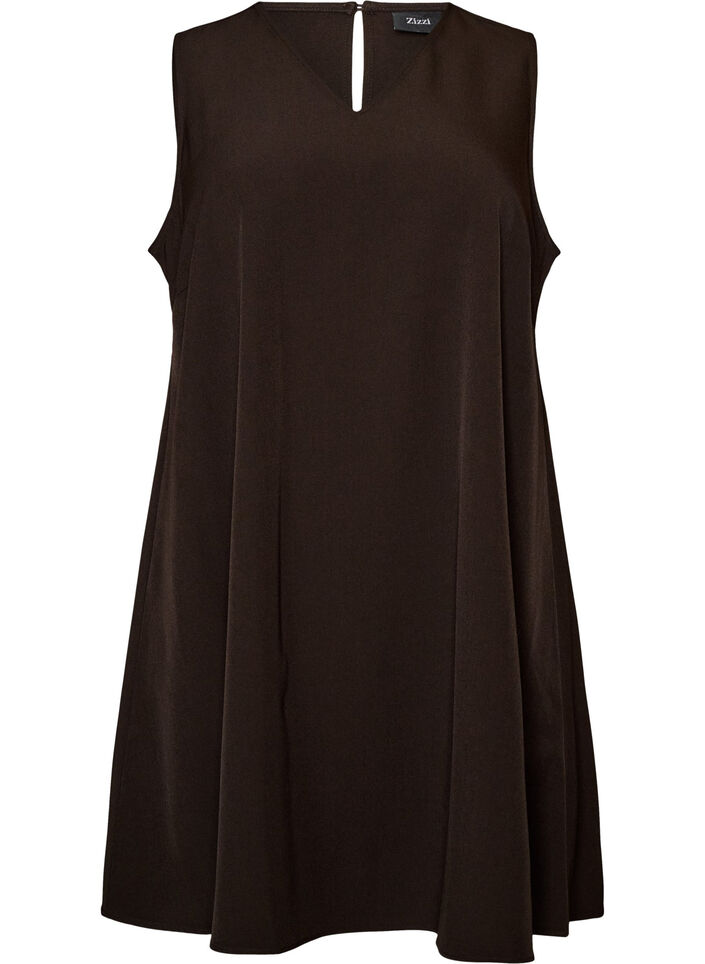 &Auml;rmelloses A-Linien-Kleid mit Nadelstreifen, Braun, Packshot image number 0