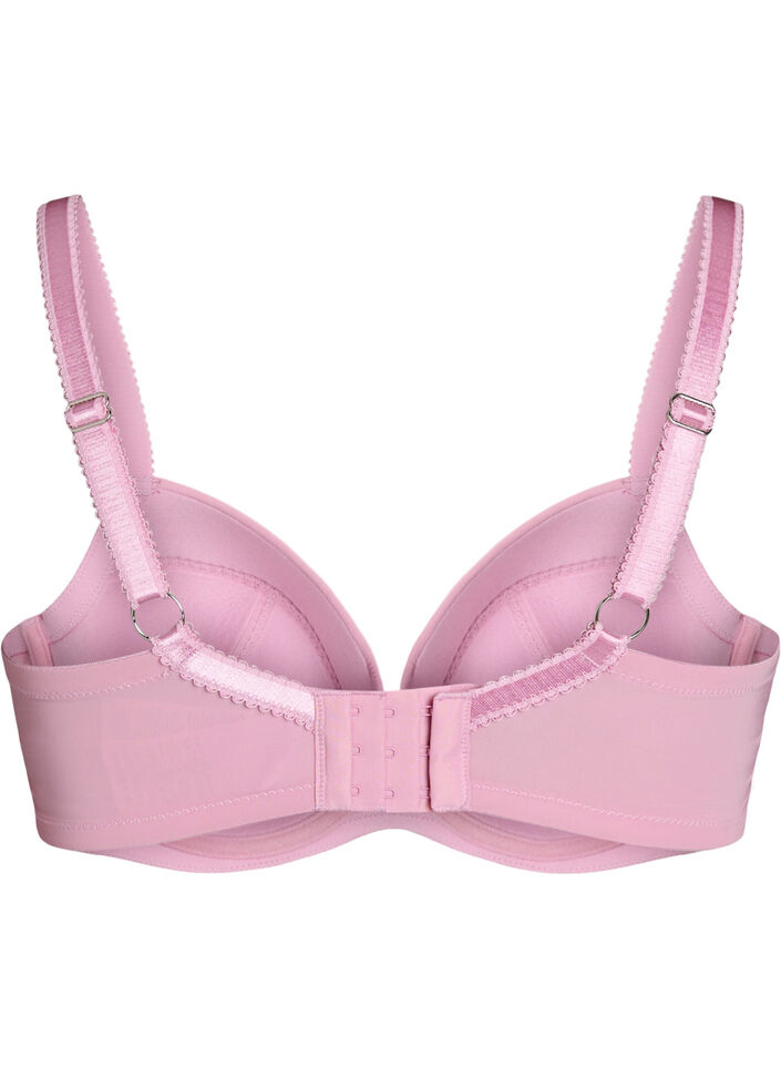 Soutien-gorge rembourr&eacute; avec maille et broderie florale, Rose poudr&eacute;e, Packshot image number 1