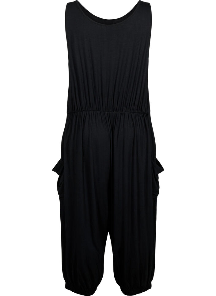 Ärmelloser Jumpsuit mit Taschen, Black, Packshot image number 1