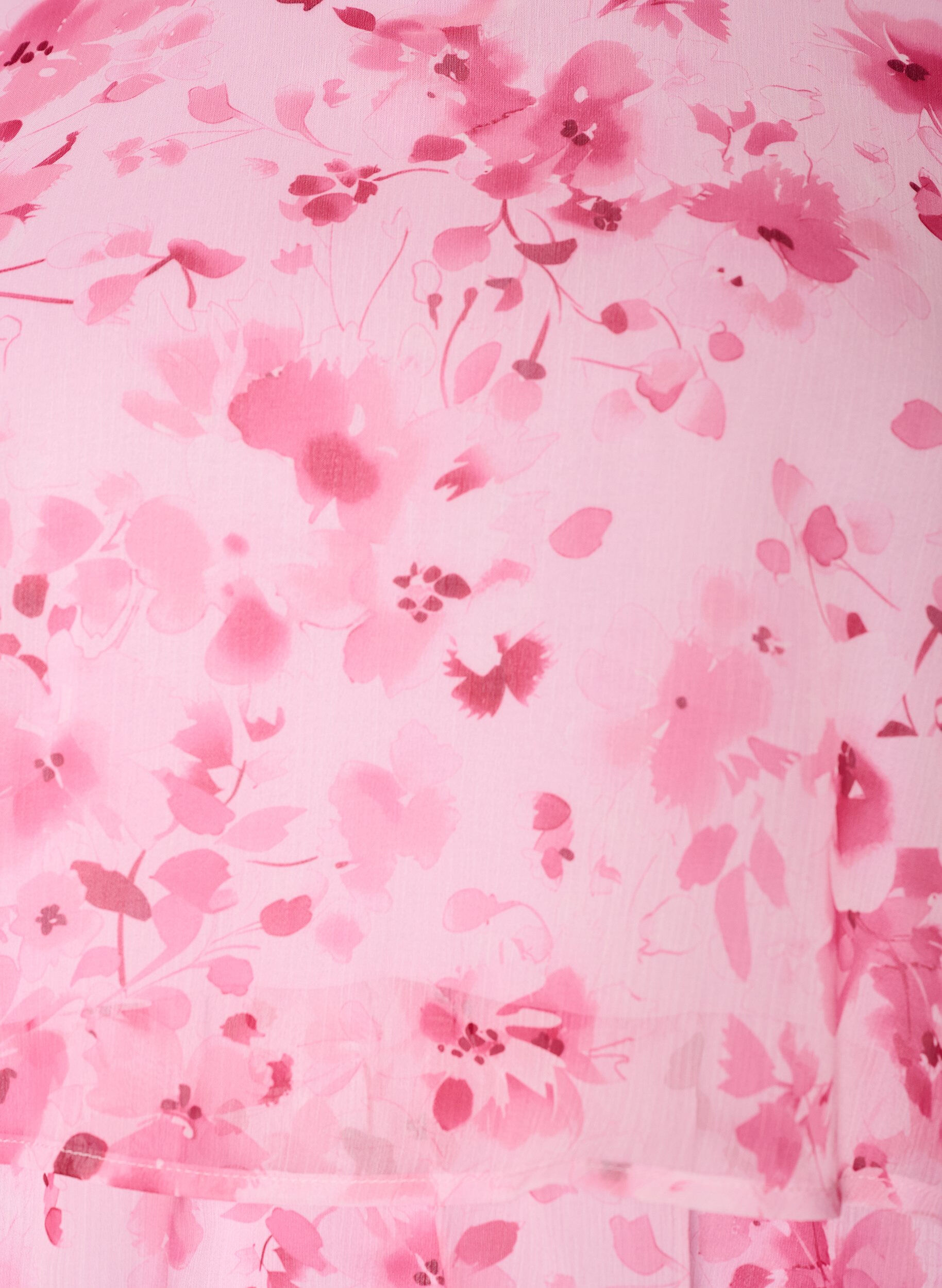 ZizziRobe courte effet mousseline &agrave; imprim&eacute; floral et volants &eacute;tag&eacute;s, Rose, Packshot image number 2