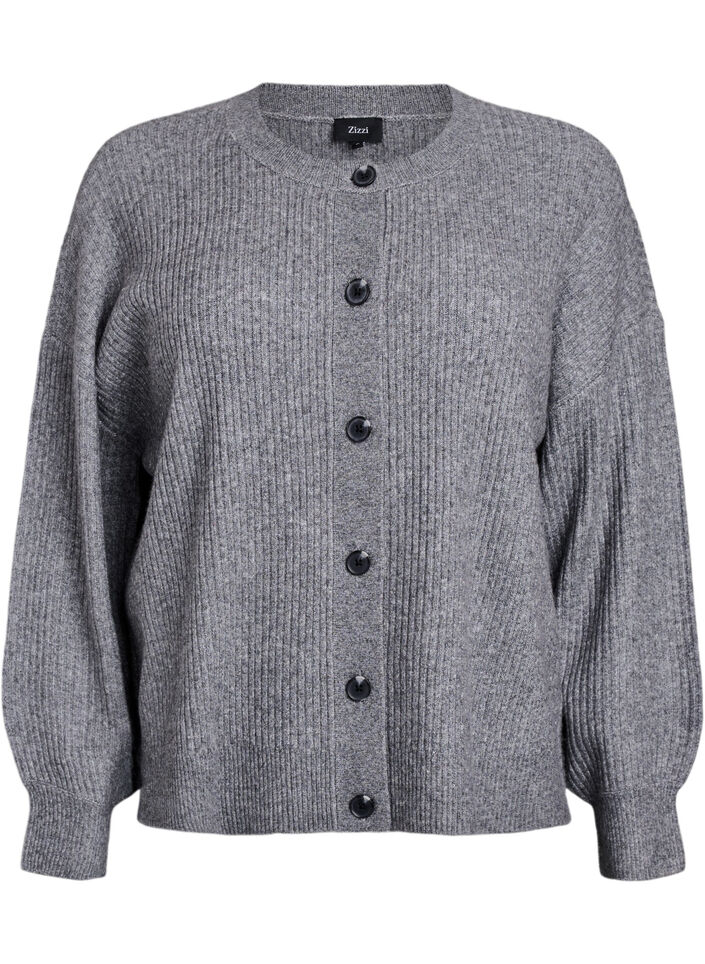 Cardigan en tricot c&ocirc;tel&eacute; avec boutons, Gris, Packshot image number 0