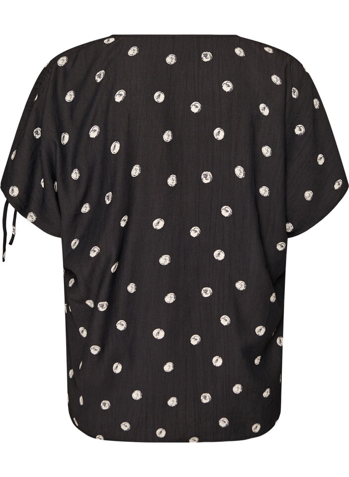Bluse aus Viskose mit gerafften &Auml;rmeln, Schwarz, Packshot image number 1