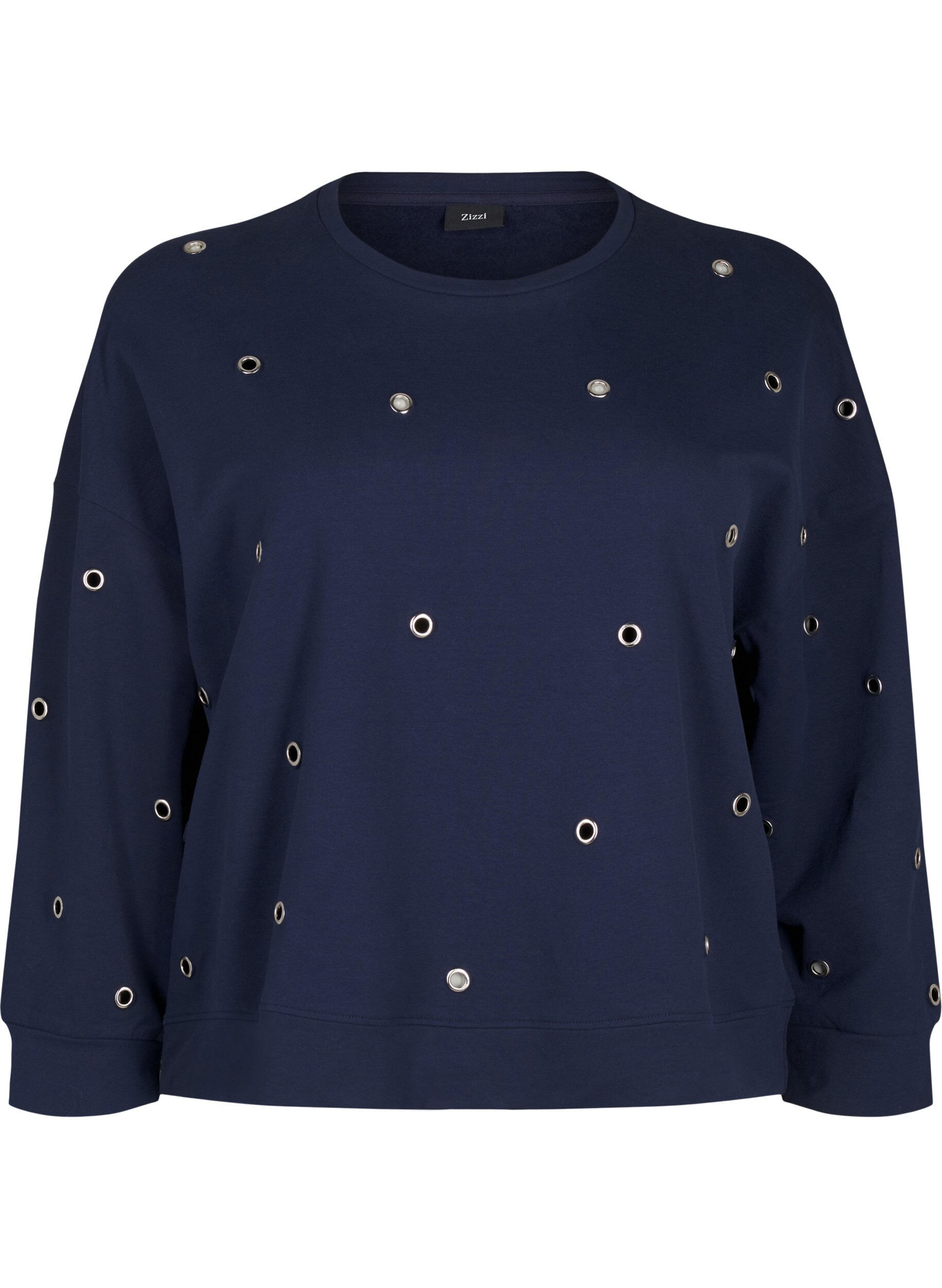 Zizzi Sweatshirt mit &Ouml;sen, Blau, Packshot image number 0