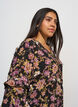Bluse mit Blumenprint und R&uuml;schendetails, Schwarz, Model image number 3