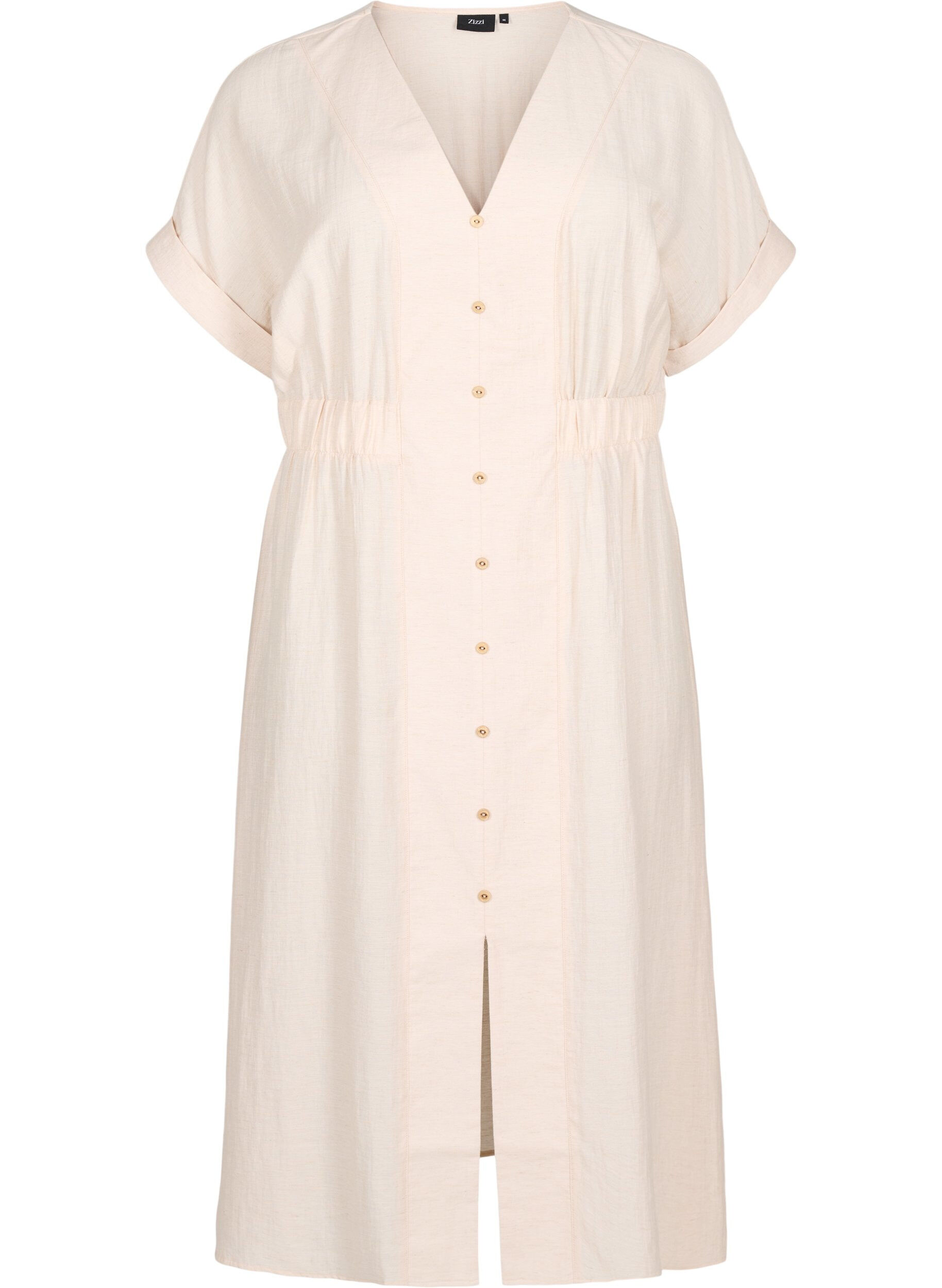 Robe midi en lin et viscose fendue sur le devant