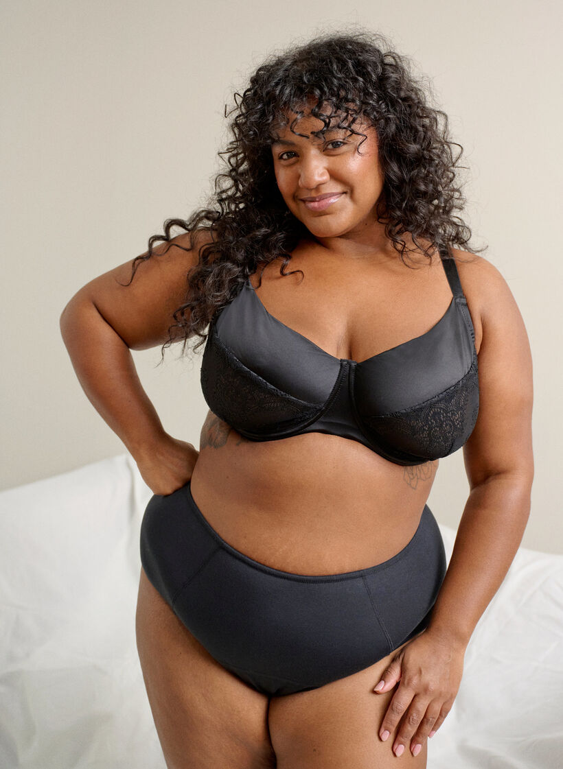 Vollschalen-BH mit Spitze und Mikrofaser, Schwarz, Image image number 0