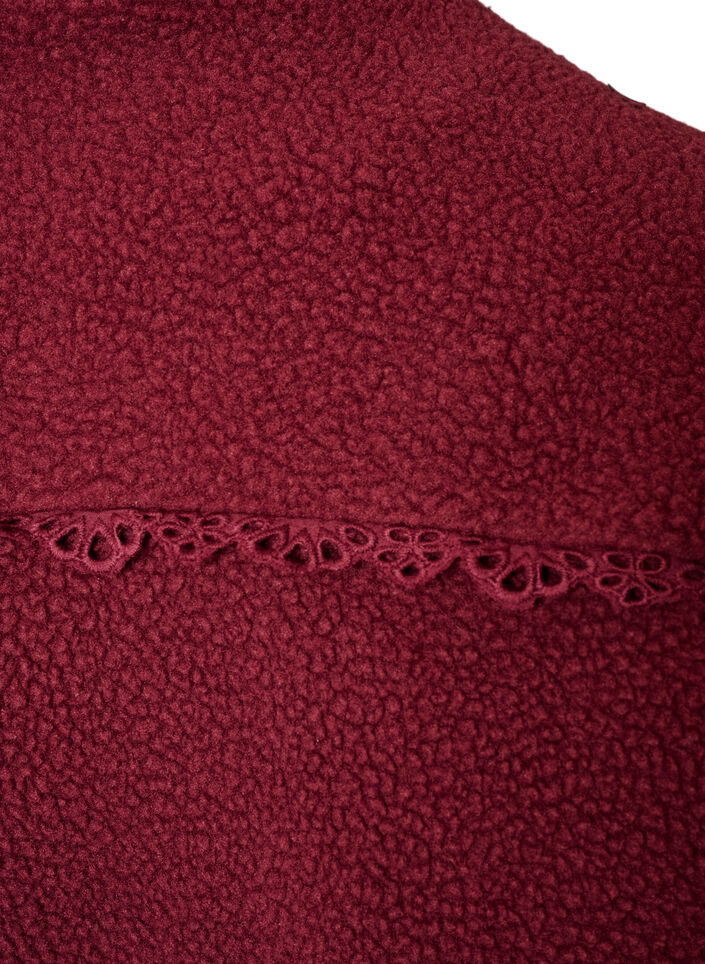 Veste teddy avec finitions en broderie anglaise et col montant, Bordeaux, Packshot image number 4