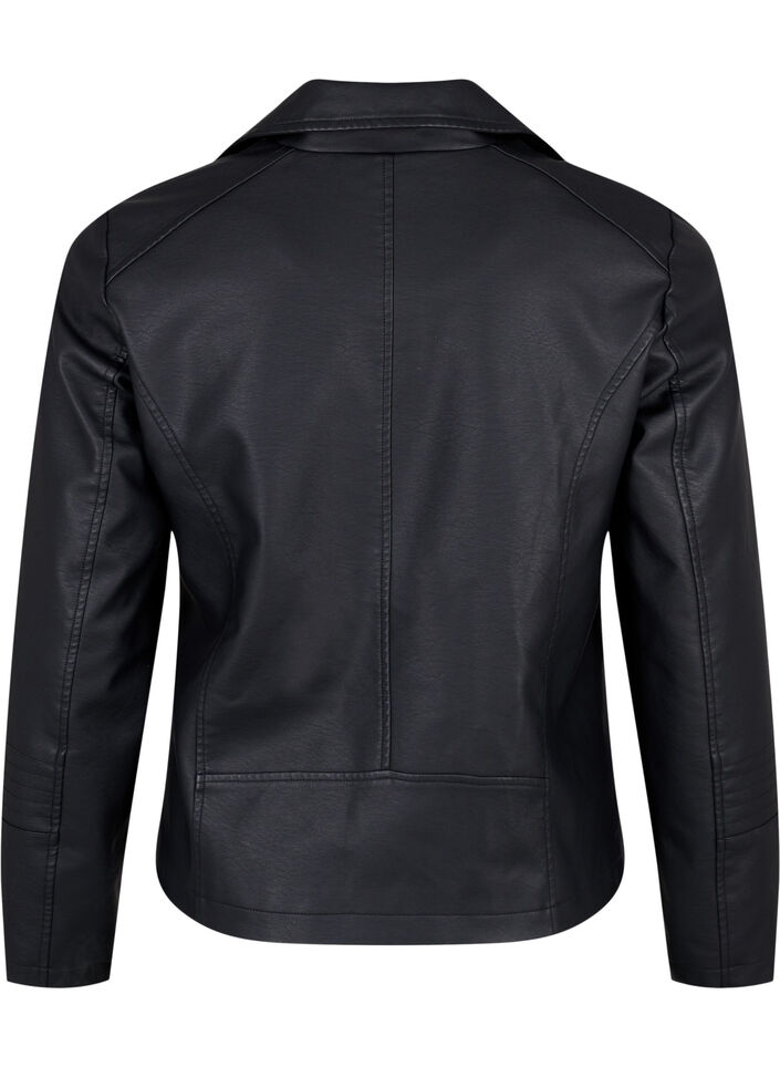 Bikerjacke aus Kunstleder, Schwarz, Packshot image number 1
