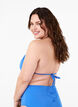 Haut de bikini forme triangle de couleur unie, Bleu, Model image number 1