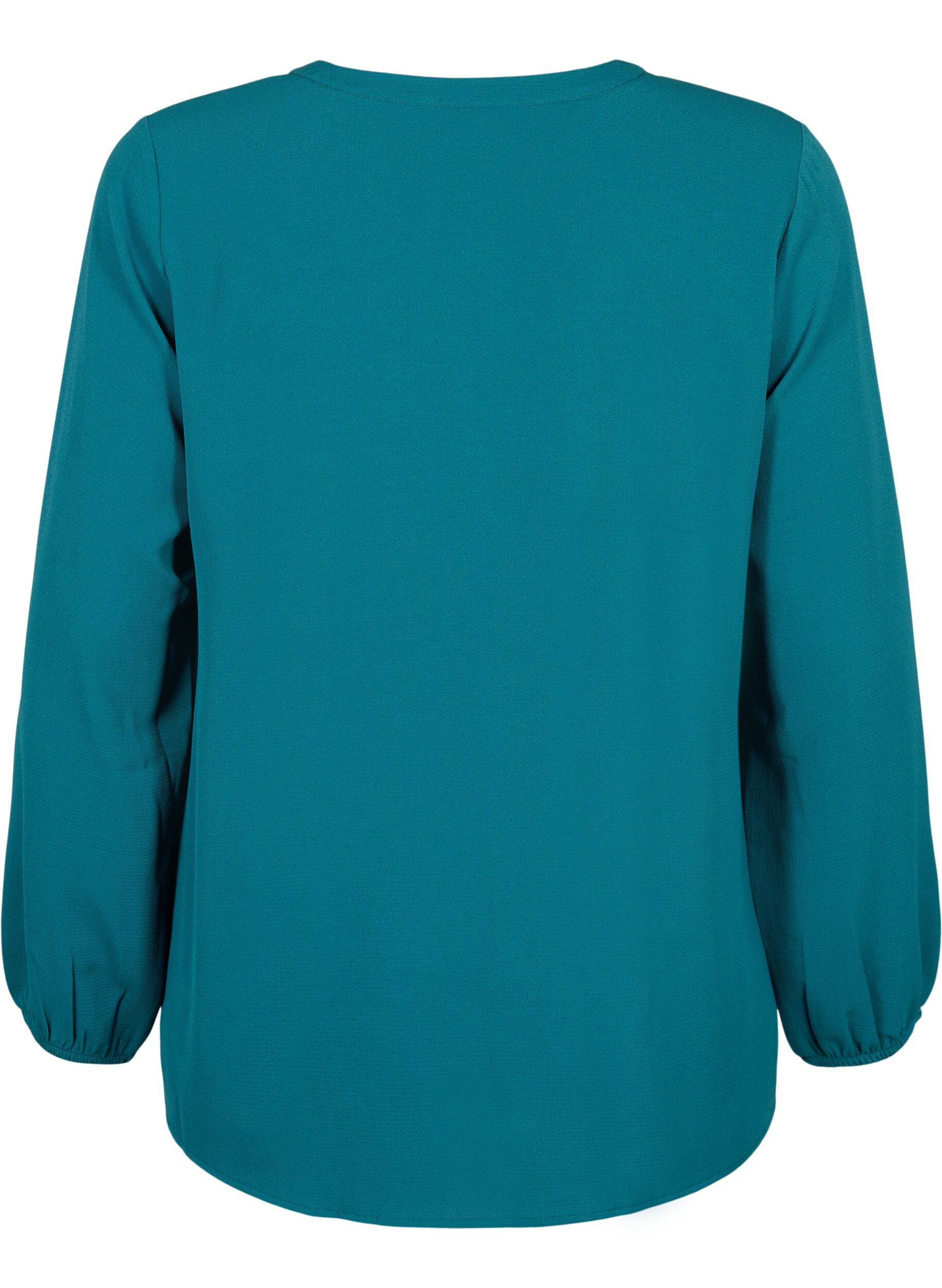 Zizzi Haut de couleur unie avec col en V, Deep Teal, Packshot image number 1